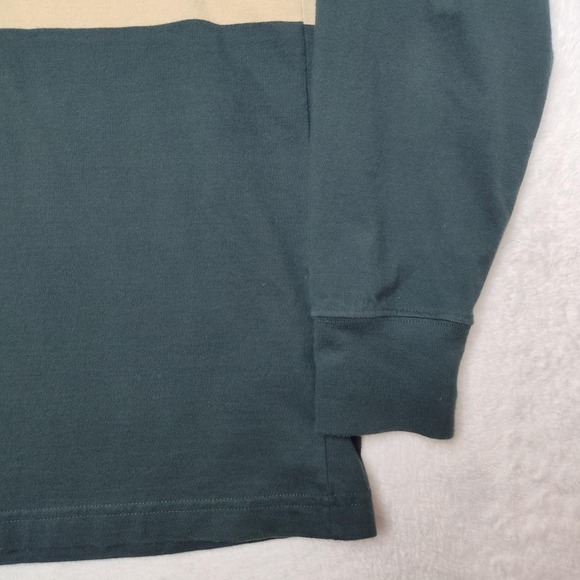 Abercrombie & Fitch Rugby Shirt Mens Medium Tall Maroon Green Stripe Oversized - Picture 4 of 10